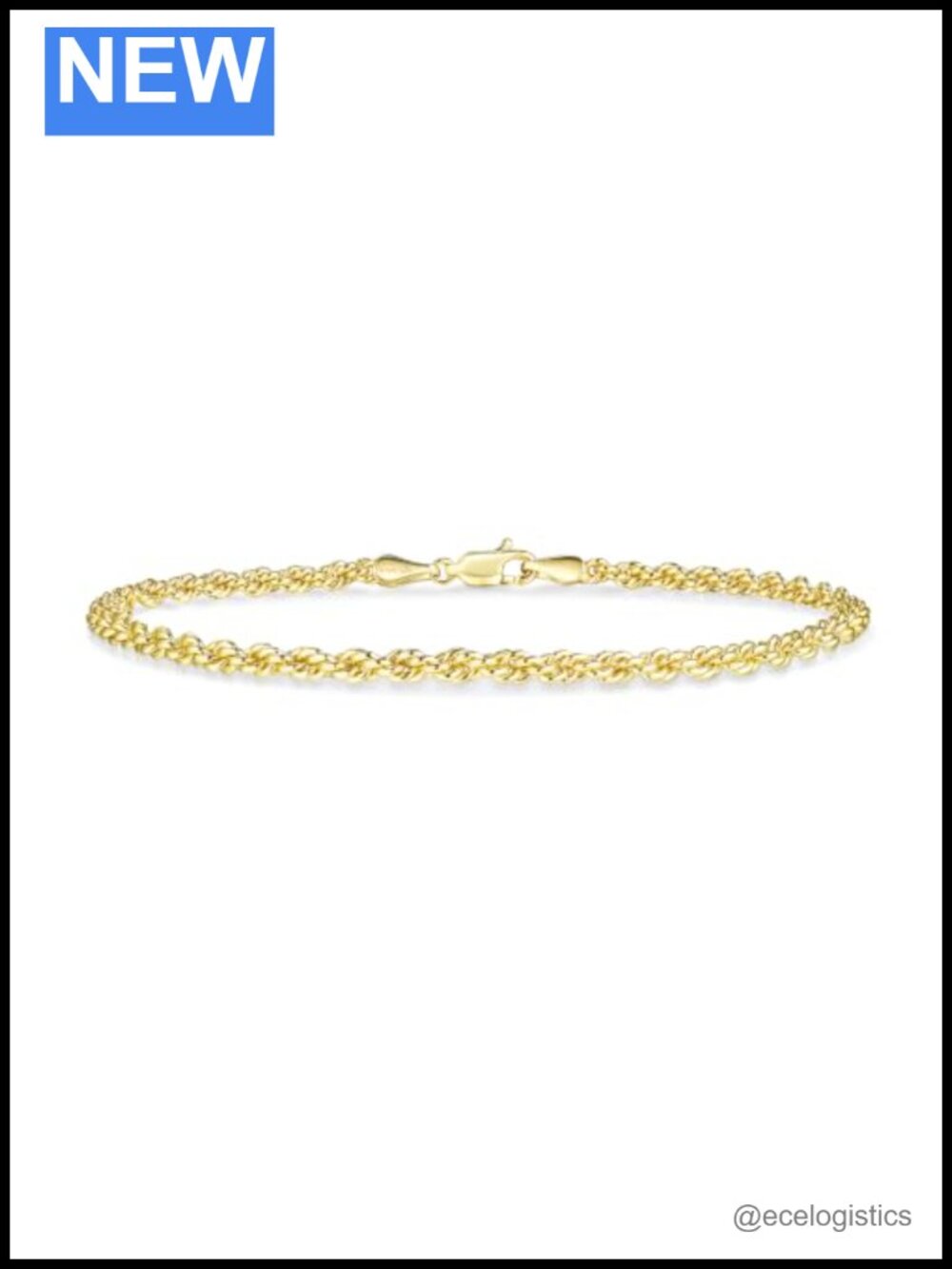 14K Gold Filled Twisted Rope Chain Bracelet Diamond Cut Lobster Clasp